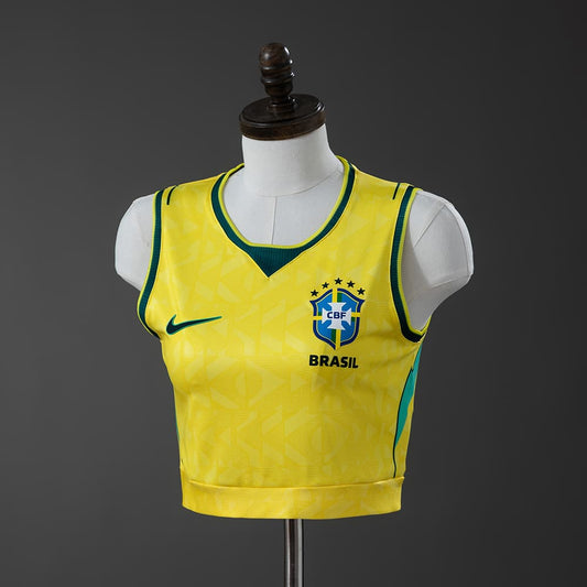 Maillot Brésil Femme Crop Tank Top Domicile Coupe du Monde 2026 - vue 1