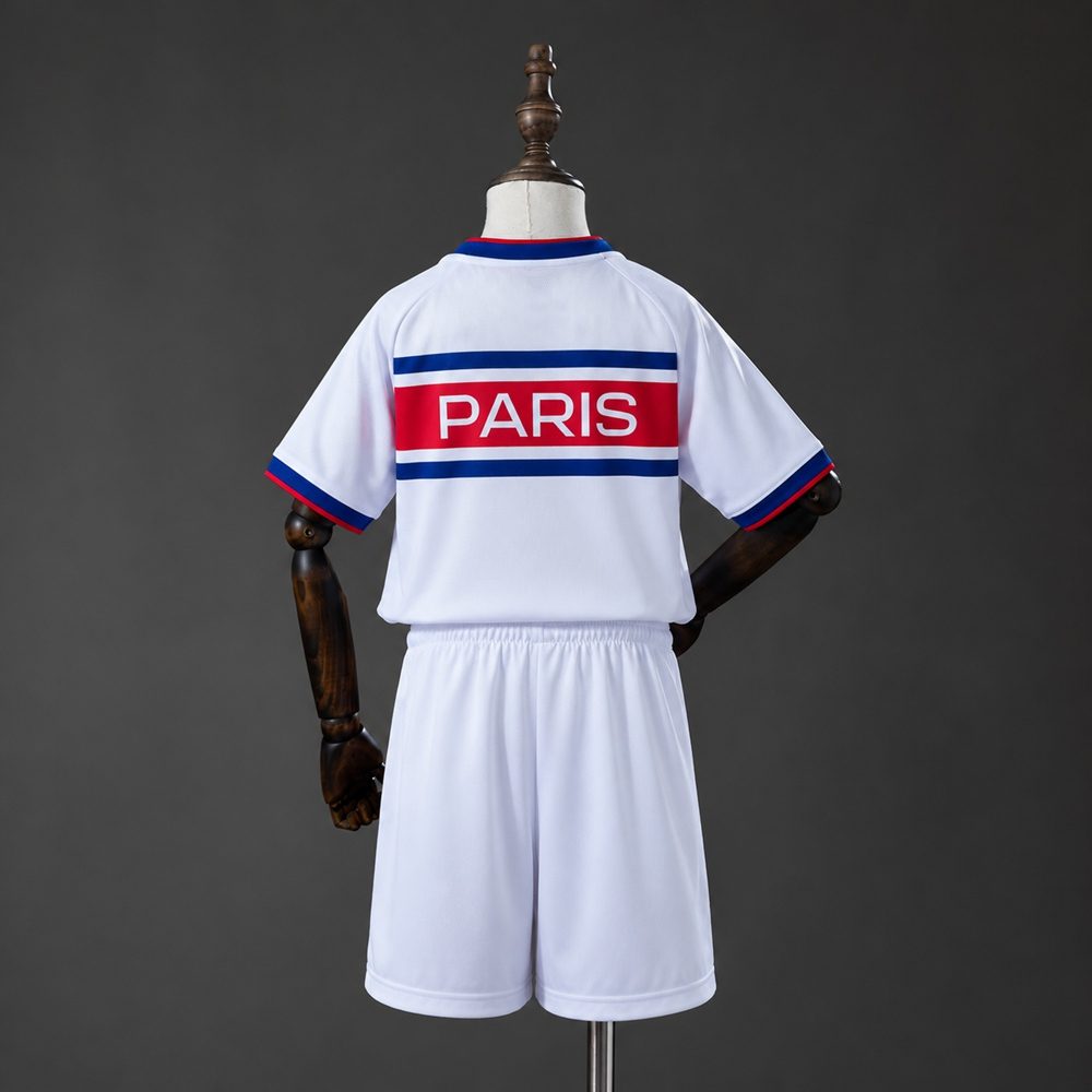 Kit enfant PSG Pré-Match Domicile 2026/27, vue de dos