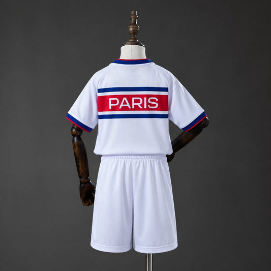 Kit enfant PSG Pré-Match Domicile 2026/27, vue de dos