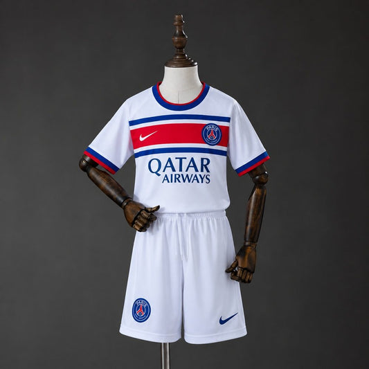 Kit enfant PSG Pré-Match Domicile 2026/27, vue de face