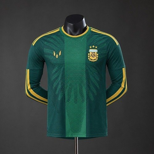 Maillot Argentine Homme Édition Anniversaire Vert Manches Longues 2026, vue de face