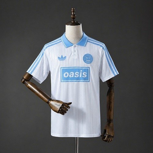 Maillot Oasis Homme Live '25 Originals Blanc Bleu, vue de face