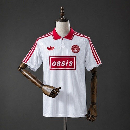 Maillot Oasis Homme Live '25 Originals Blanc Rouge, vue de face
